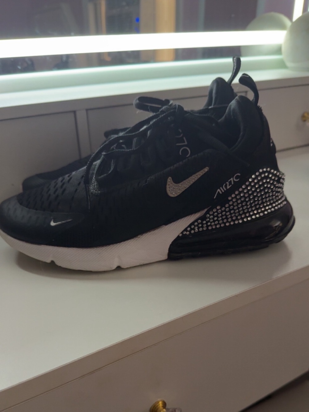 Nike Black & White Air Max 270 with Rhinestone Heel